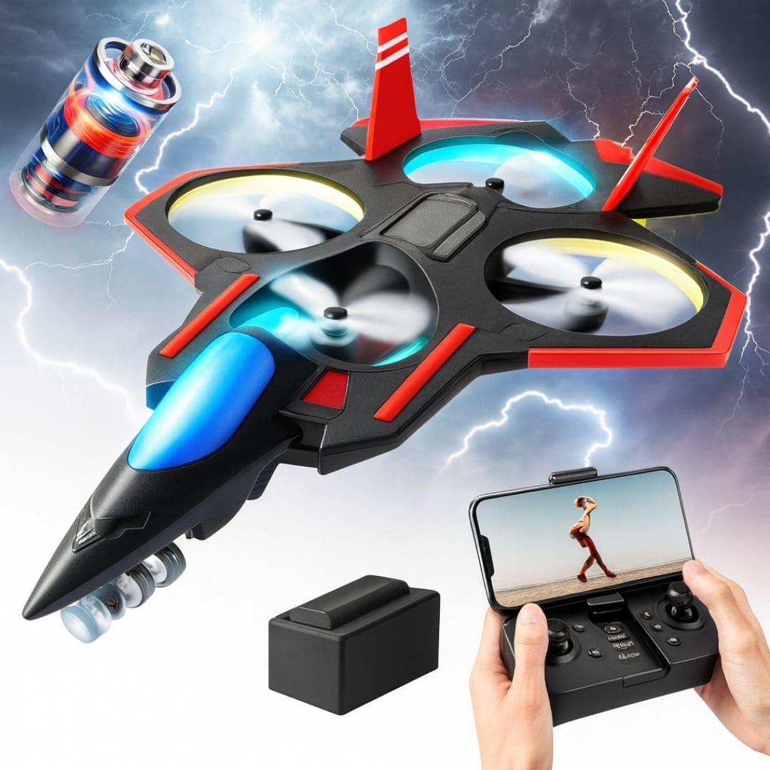 Avion de chasse télécommandé avec lumière LED