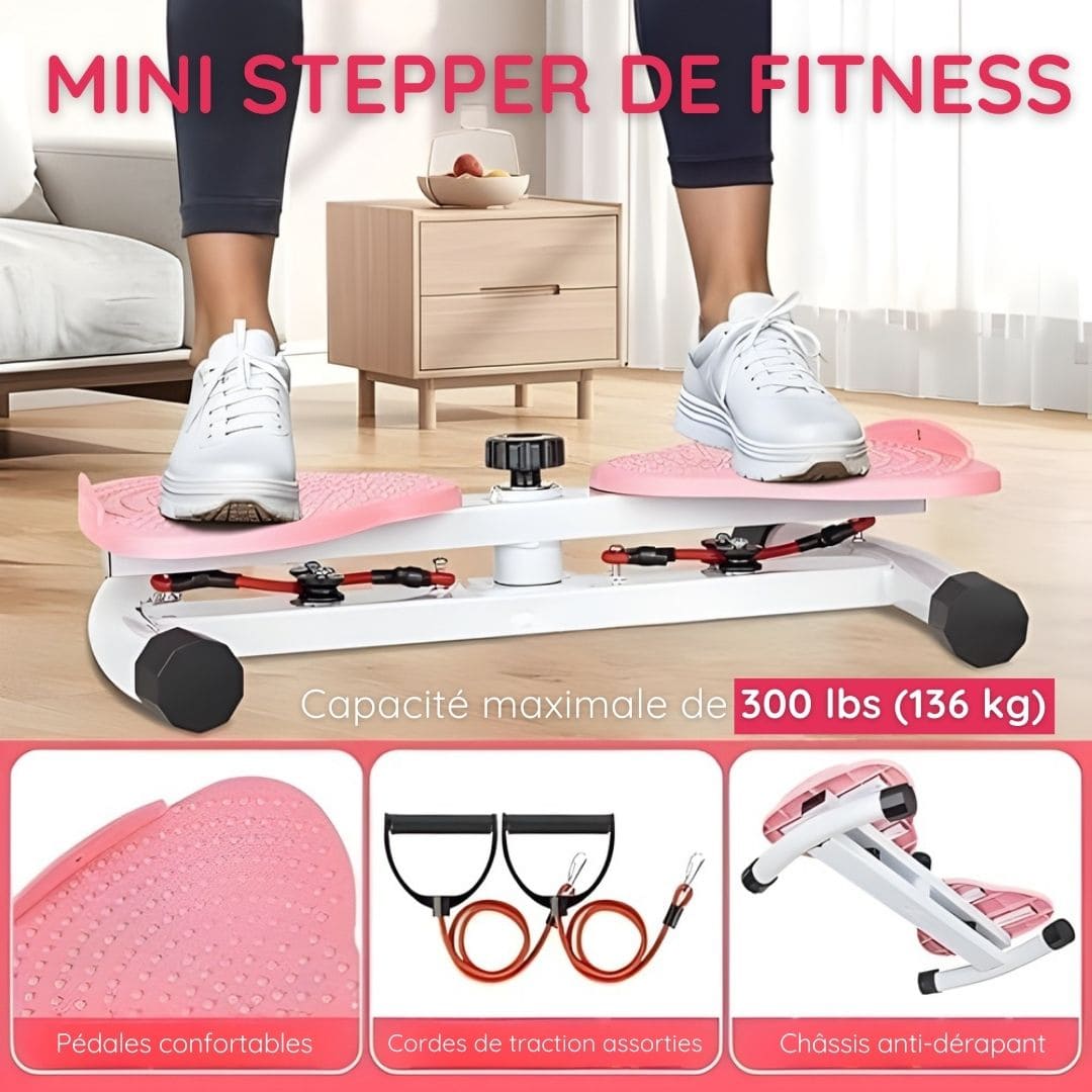 Mini stepper de fitness avec cordes de résistance intégrées