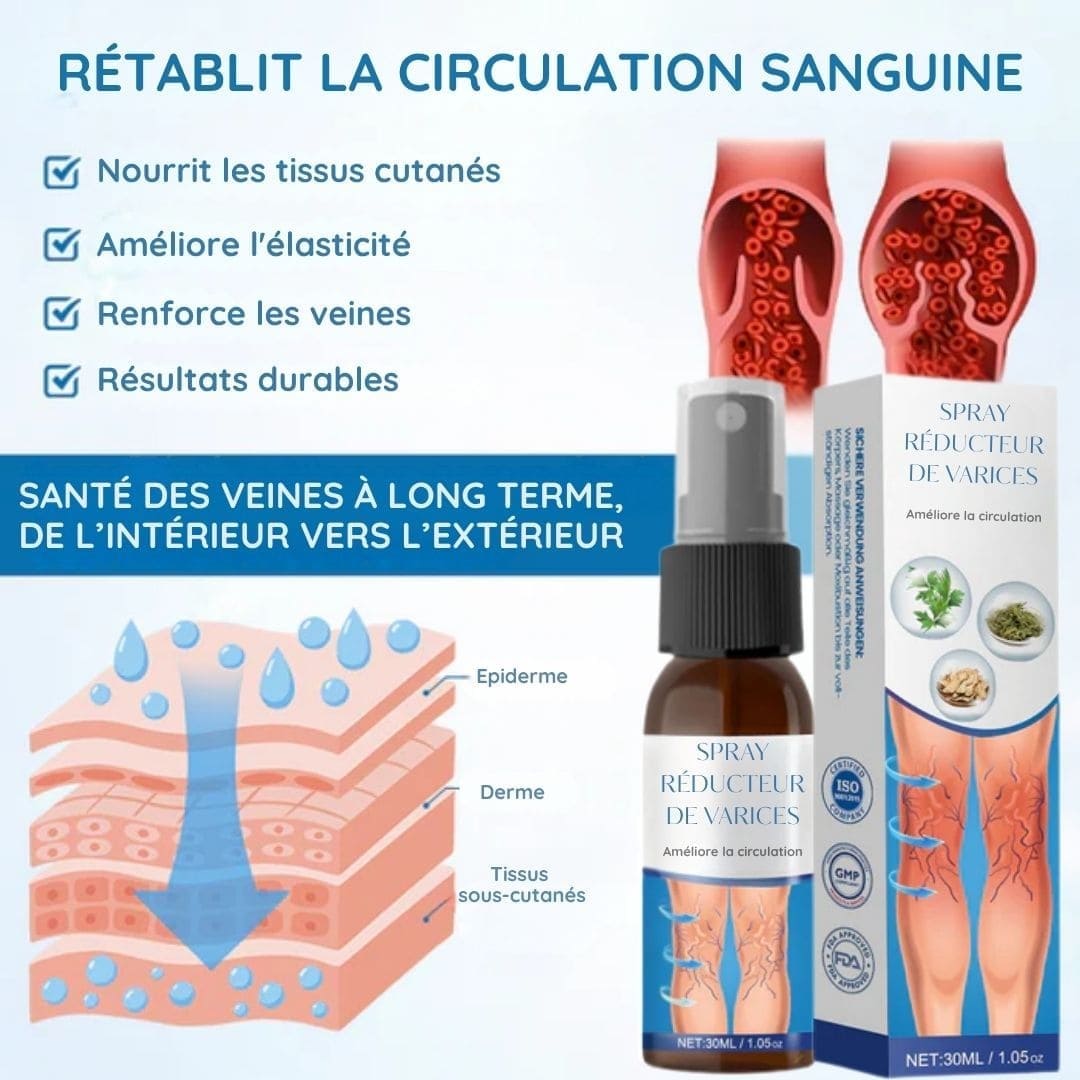 Spray réducteur de varices - Améliore la circulation sanguine