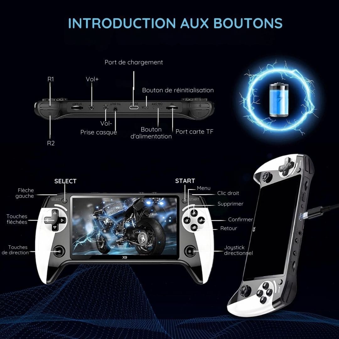 Console de jeux rétro portable X9 (+5.000 jeux inclus)