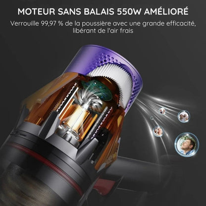 Aspirateur balai 140W sans fil multifonction