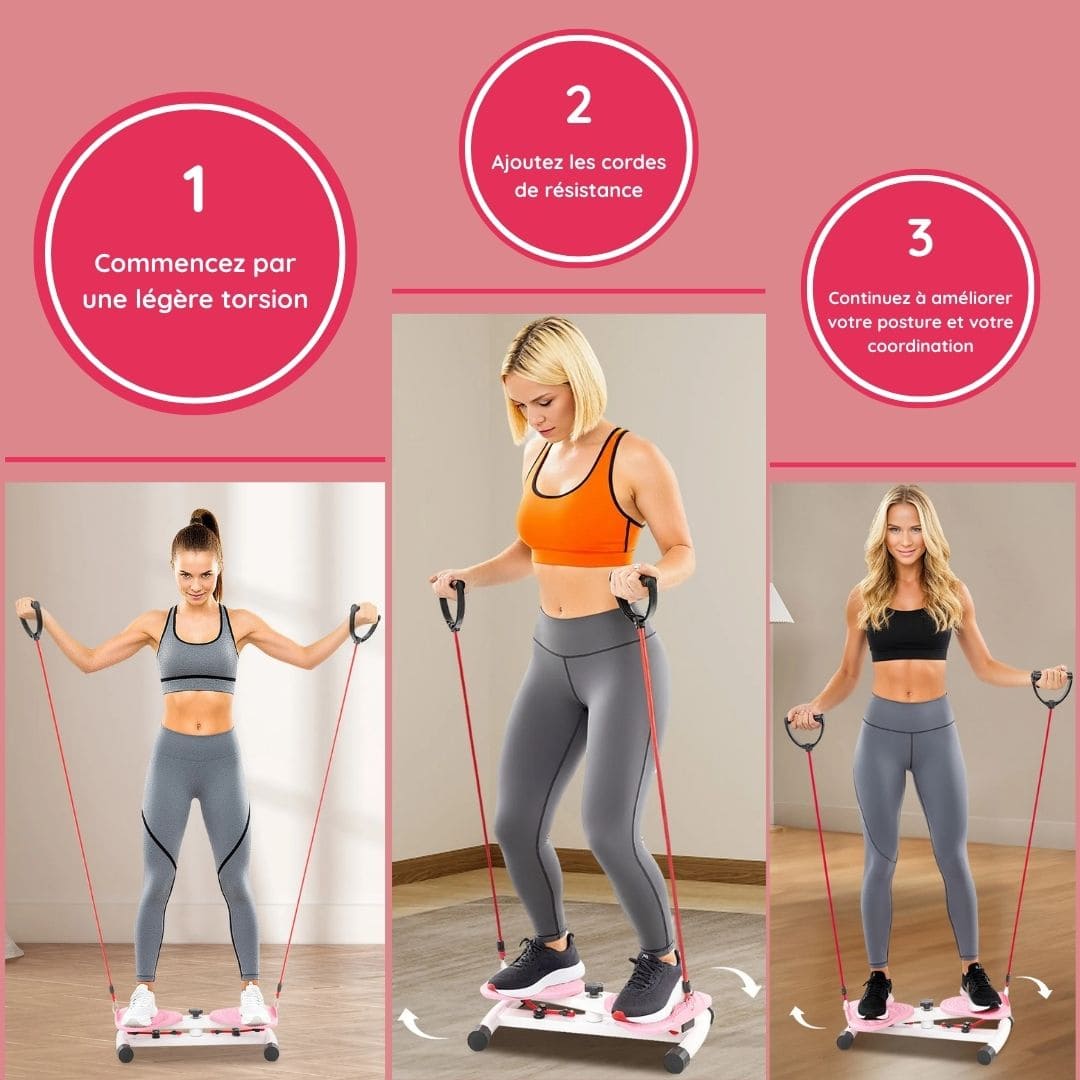 Mini stepper de fitness avec cordes de résistance intégrées