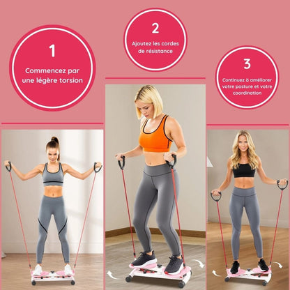 Mini stepper de fitness avec cordes de résistance intégrées