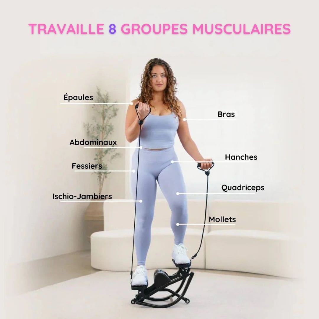 Stepper fitness avec poignées élastiques