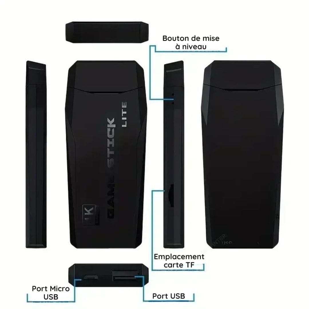 Console de jeu vidéo 2.4G compatible 4K (+20.000  jeux rétro pour PS1/GBA Boy)