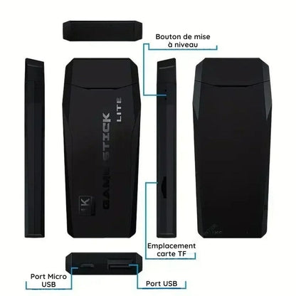 Console de jeu vidéo 2.4G compatible 4K (+20.000  jeux rétro pour PS1/GBA Boy)
