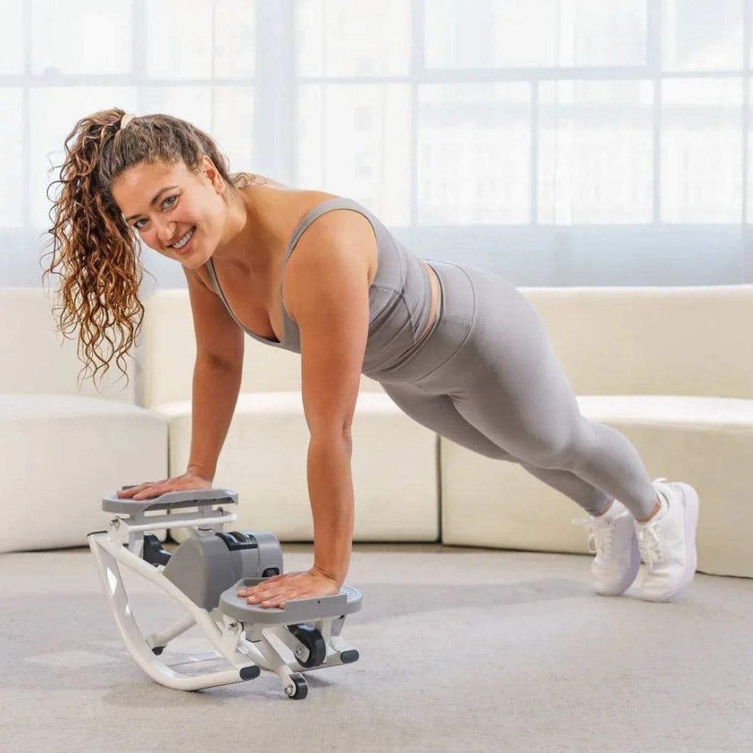 Stepper fitness avec poignées élastiques