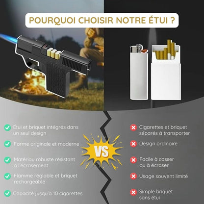 Briquet Pistolet avec Étui à Cigarettes
