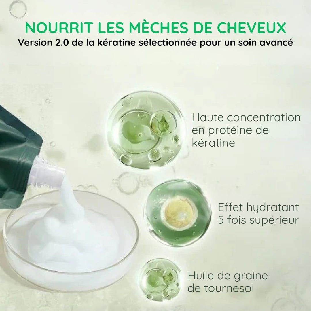 Crème capillaire réparatrice hydratante et lissante à la kératine polypeptidique