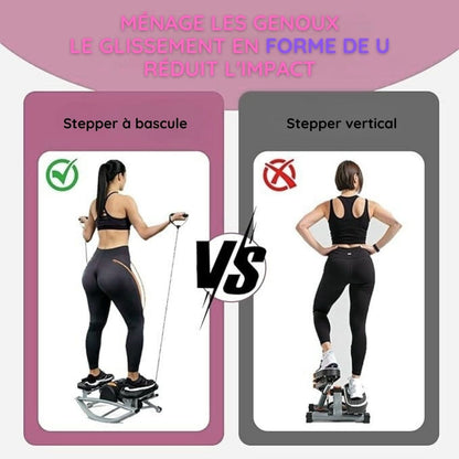 Stepper fitness avec poignées élastiques