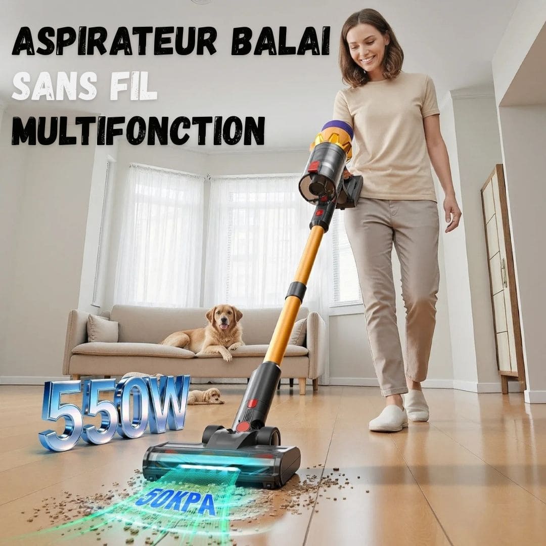 Aspirateur balai 140W sans fil multifonction