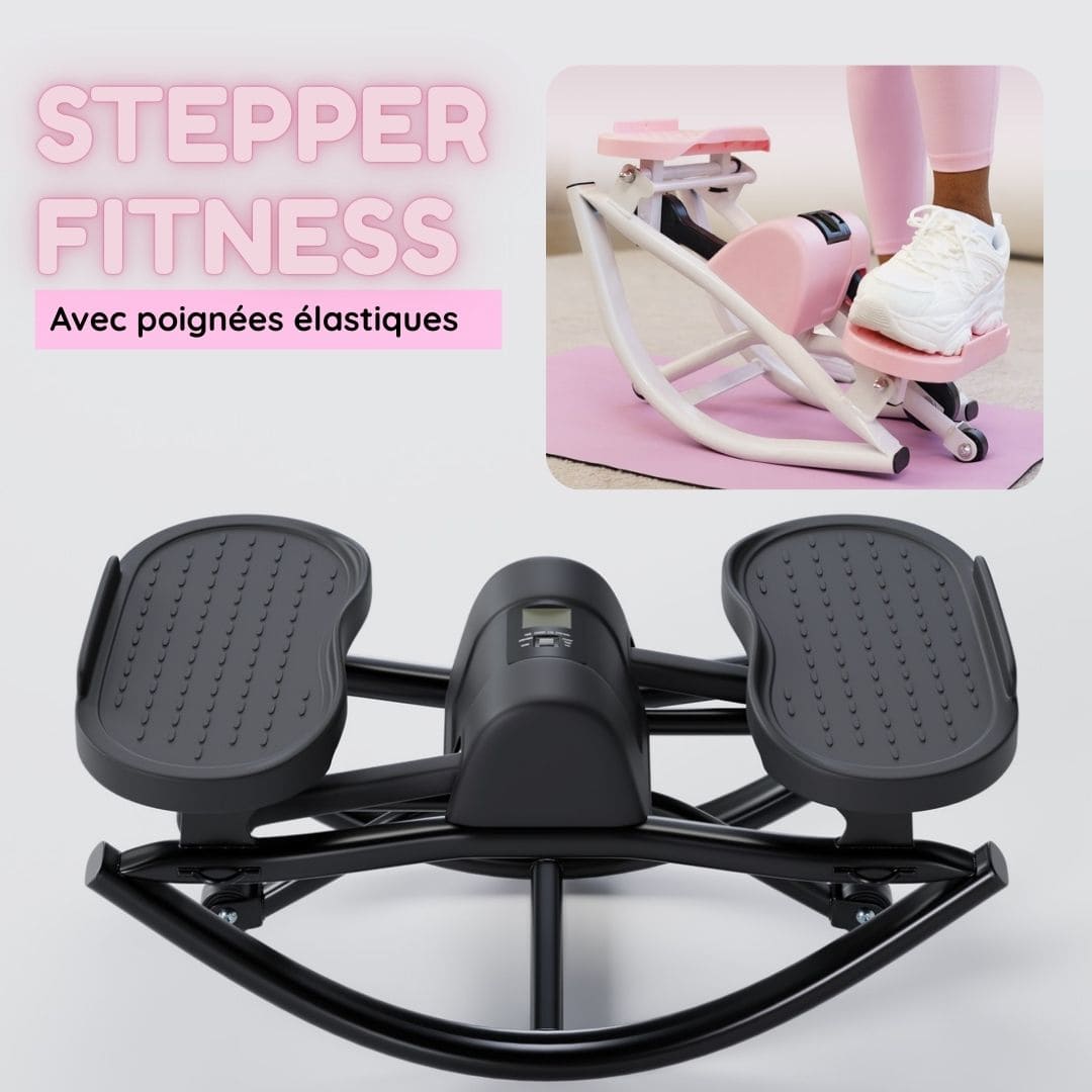 Stepper fitness avec poignées élastiques