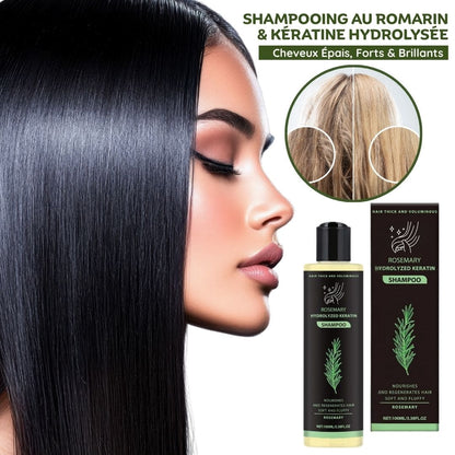 Shampooing au Romarin & Kératine Hydrolysée – Cheveux Épais, Forts & Brillants