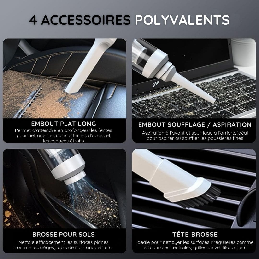 Aspirateur à main 4-en-1 sans fil à aspiration améliorée 11000 PA