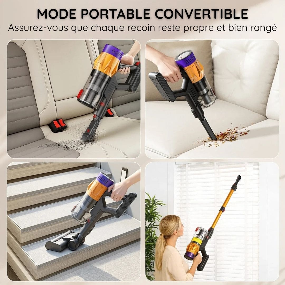 Aspirateur balai 140W sans fil multifonction