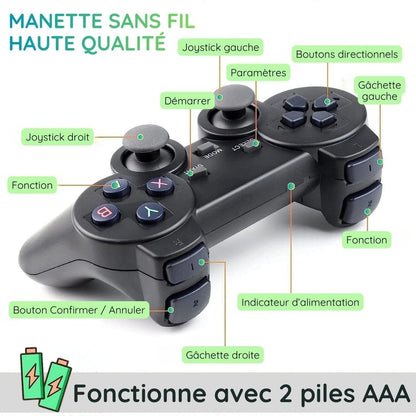 Console de jeu vidéo 2.4G compatible 4K (+20.000  jeux rétro pour PS1/GBA Boy)