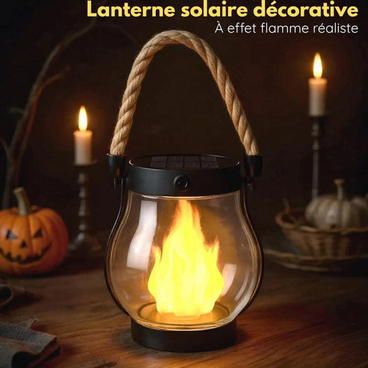 Lanterne solaire décorative à effet flamme réaliste