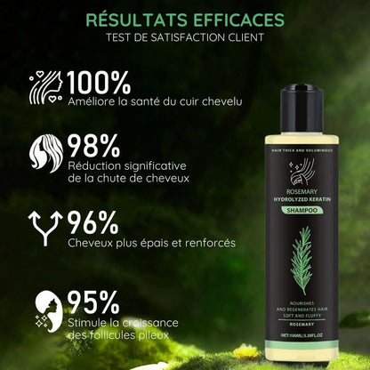 Shampooing au Romarin & Kératine Hydrolysée – Cheveux Épais, Forts & Brillants