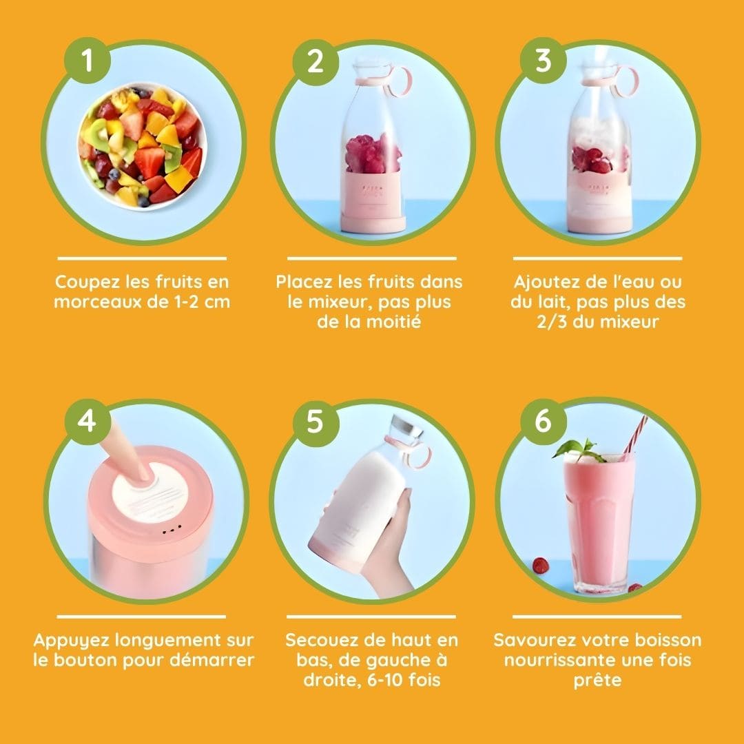 Blender portable rechargeable pour jus et smoothies