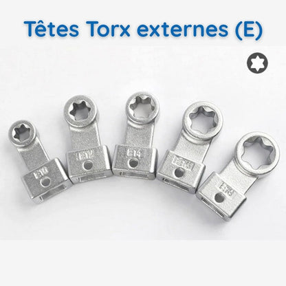 Jeu de 15 clés dynamométriques à sangle - Têtes remplaçables portables