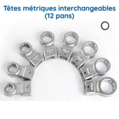 Jeu de 15 clés dynamométriques à sangle - Têtes remplaçables portables