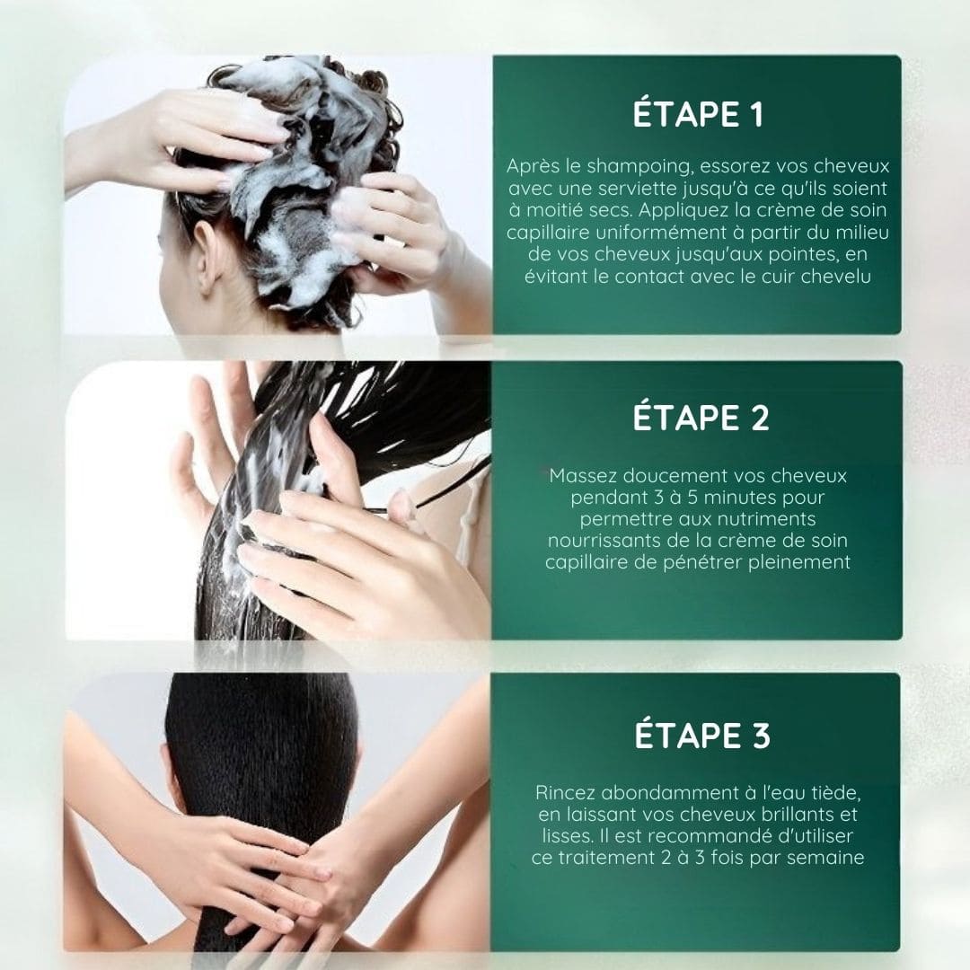 Crème capillaire réparatrice hydratante et lissante à la kératine polypeptidique