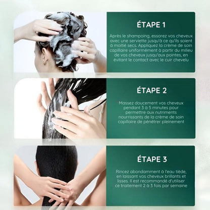 Crème capillaire réparatrice hydratante et lissante à la kératine polypeptidique