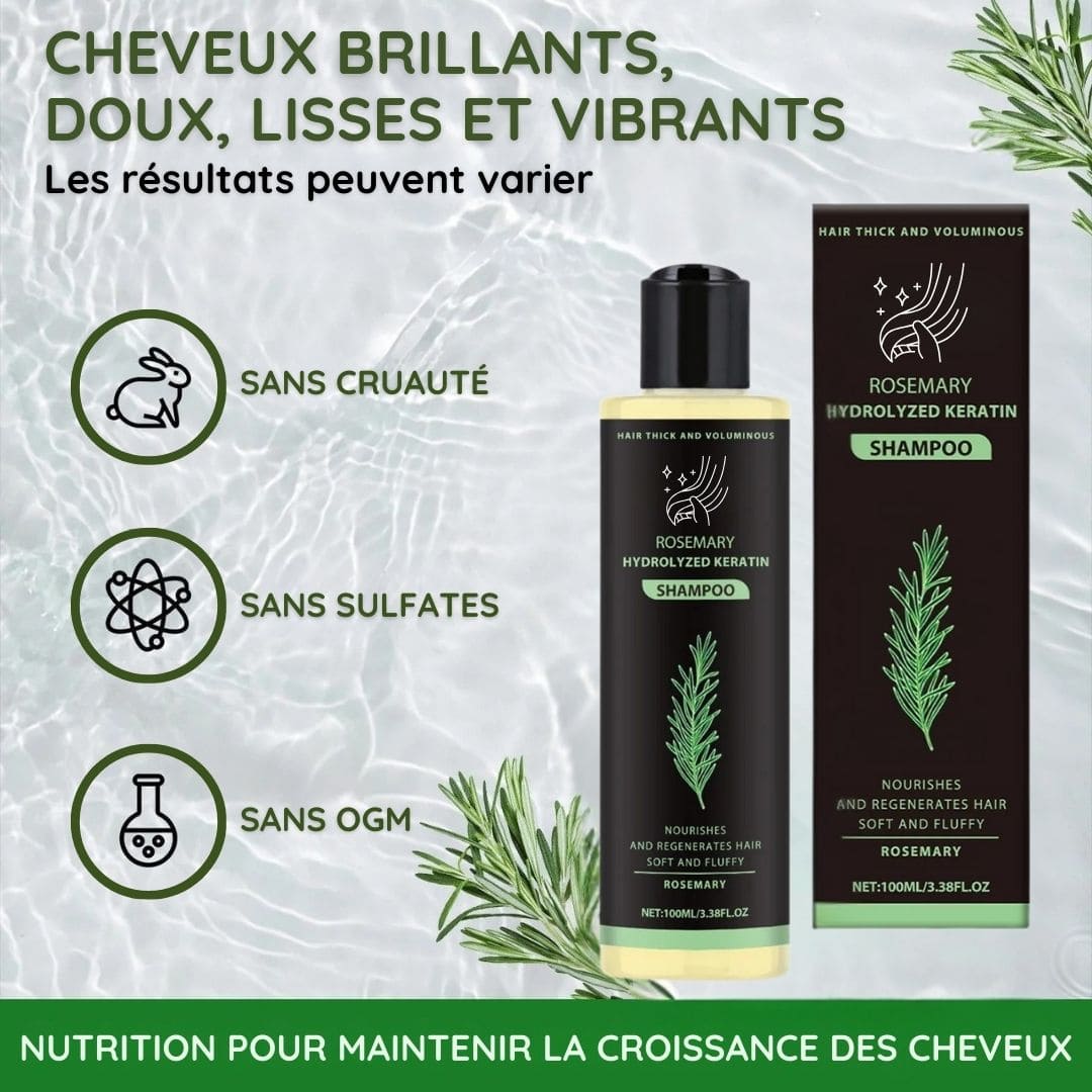 Shampooing au Romarin & Kératine Hydrolysée – Cheveux Épais, Forts & Brillants