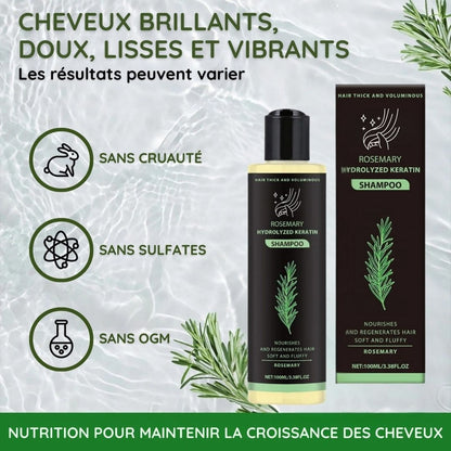 Shampooing au Romarin & Kératine Hydrolysée – Cheveux Épais, Forts & Brillants