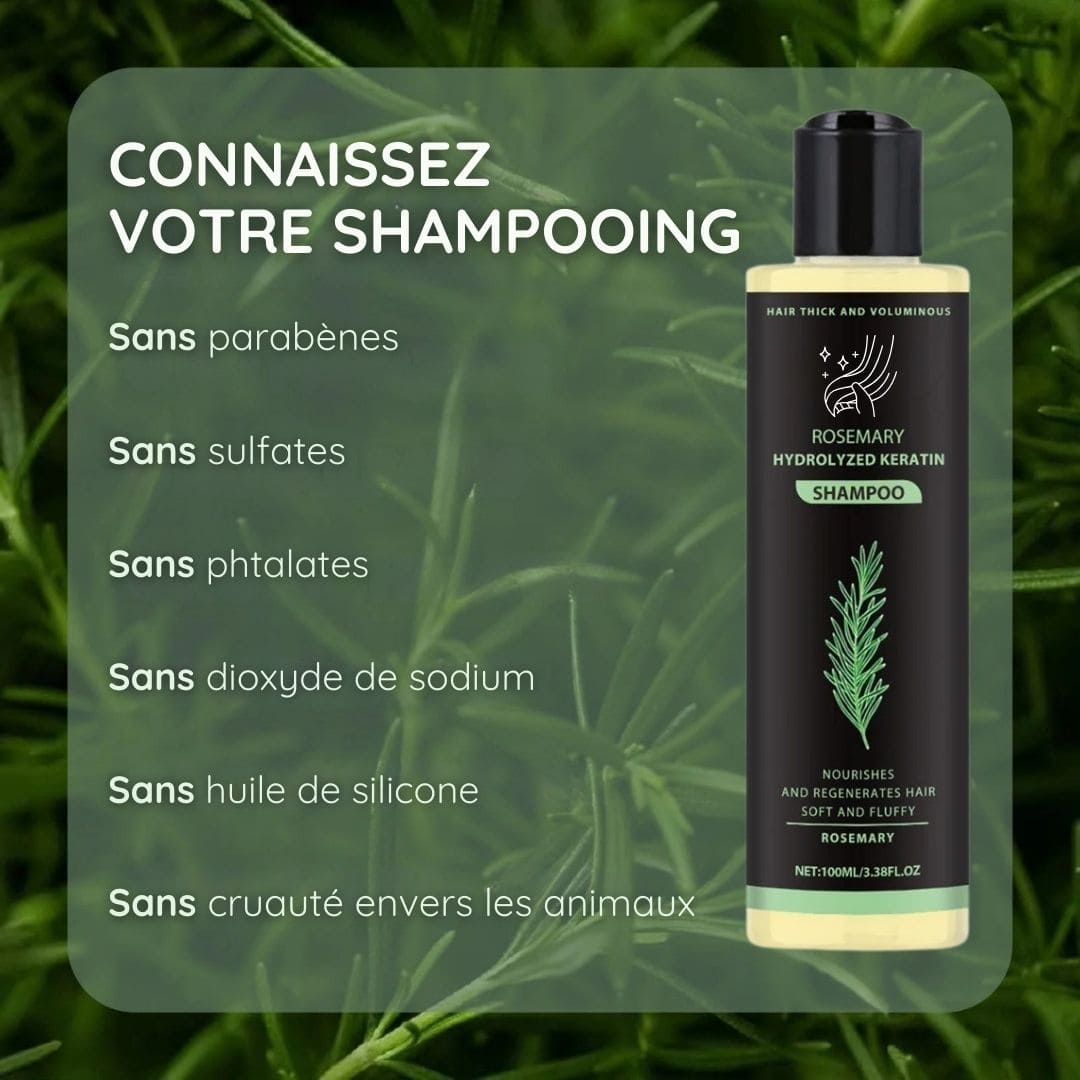 Shampooing au Romarin & Kératine Hydrolysée – Cheveux Épais, Forts & Brillants