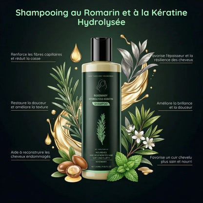 Shampooing au romarin et à la kératine hydrolysée