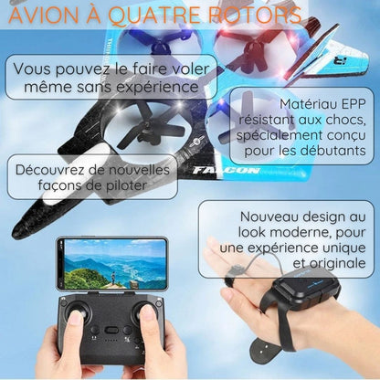 Avion de chasse télécommandé avec lumière LED