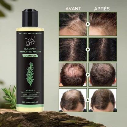 Shampooing au Romarin & Kératine Hydrolysée – Cheveux Épais, Forts & Brillants
