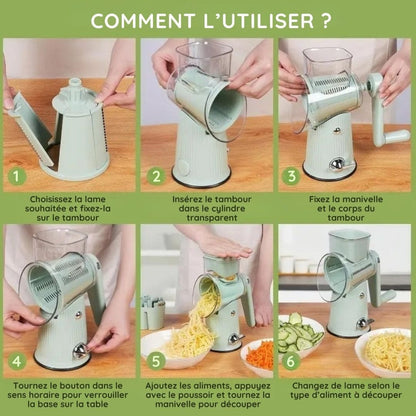 Râpe de cuisine rotative 5 en 1