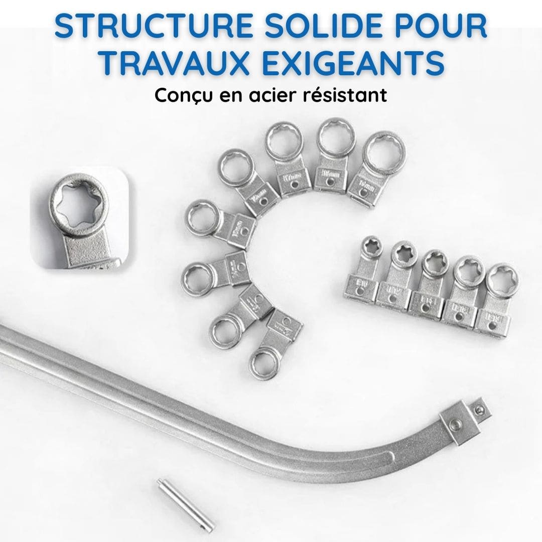 Jeu de 15 clés dynamométriques à sangle - Têtes remplaçables portables