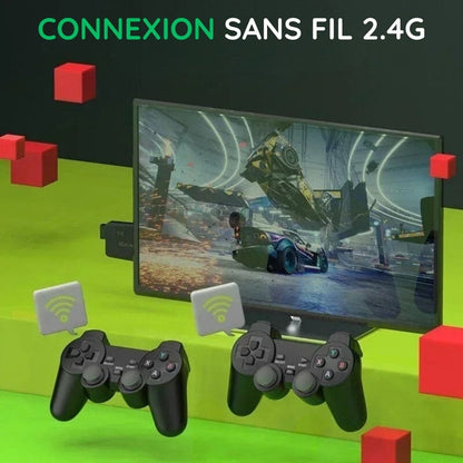 Console de jeu vidéo 2.4G compatible 4K (+20.000  jeux rétro pour PS1/GBA Boy)
