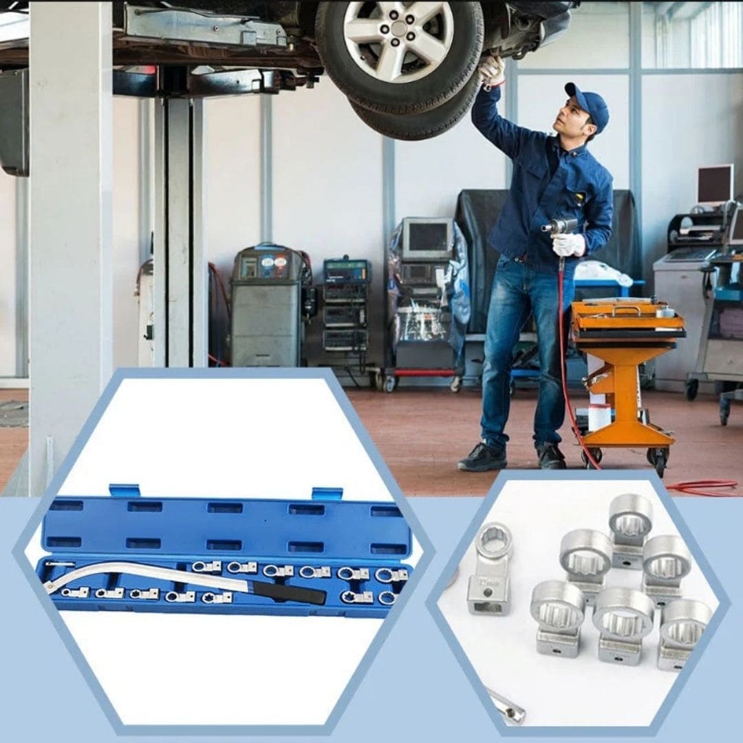 Jeu de 15 clés dynamométriques à sangle - Têtes remplaçables portables