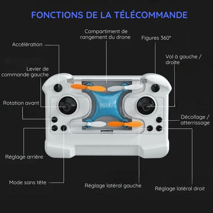Mini Drone BEST-X | Vol stable & anti-chute avec télécommande intégrée