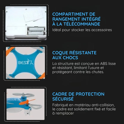 Mini Drone BEST-X | Vol stable & anti-chute avec télécommande intégrée